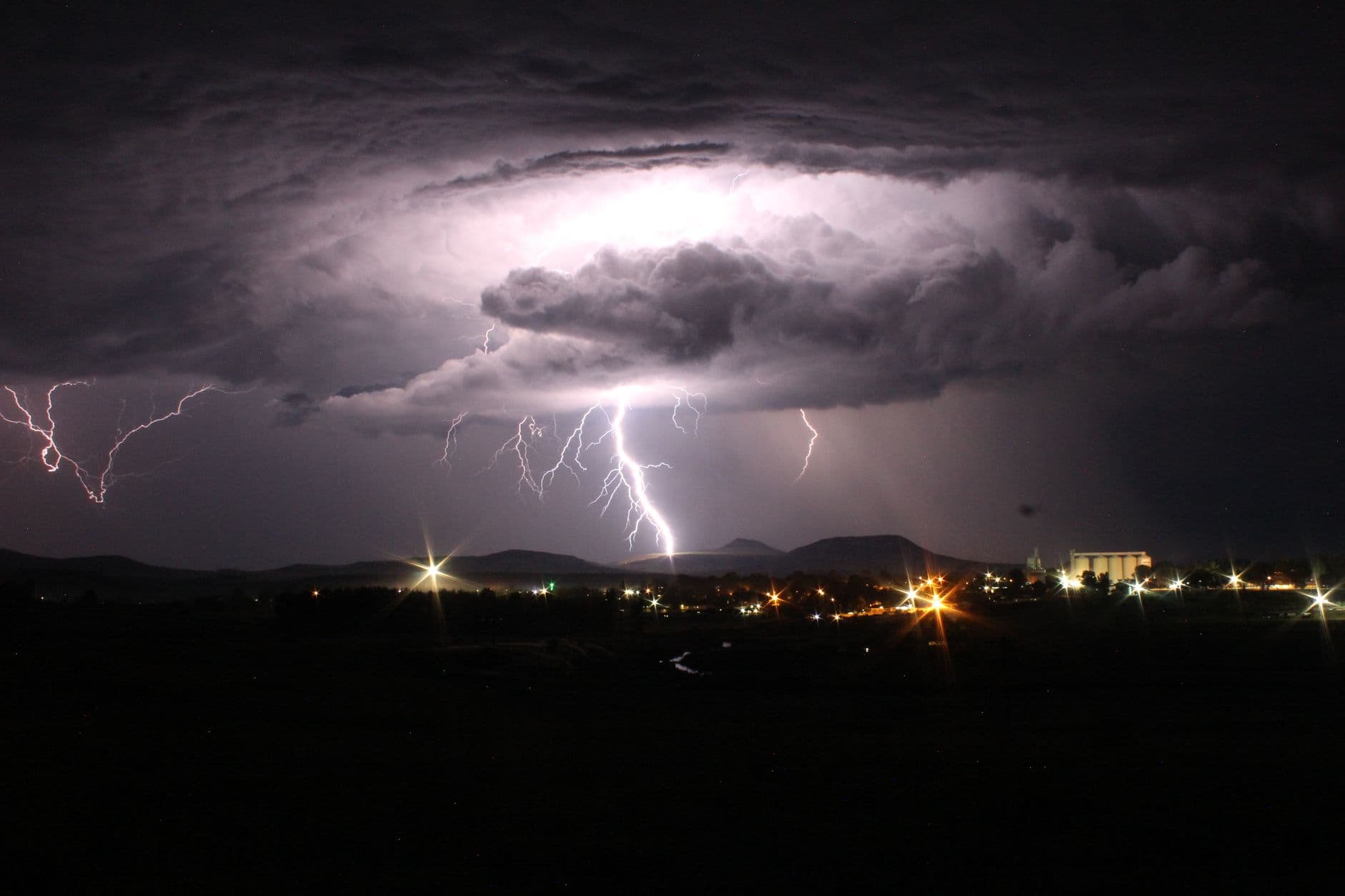 Bright lightning strikes illuminate the night sky during a thunderstorm in Bergville, South Africa.